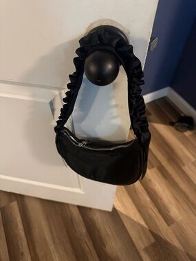 Ruched Strap Mini Shoulder Bag in Black
